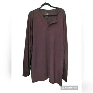 01.Algo Performance Long Sleeve Henley Shirt Mens 3xl Burgundy Pullover